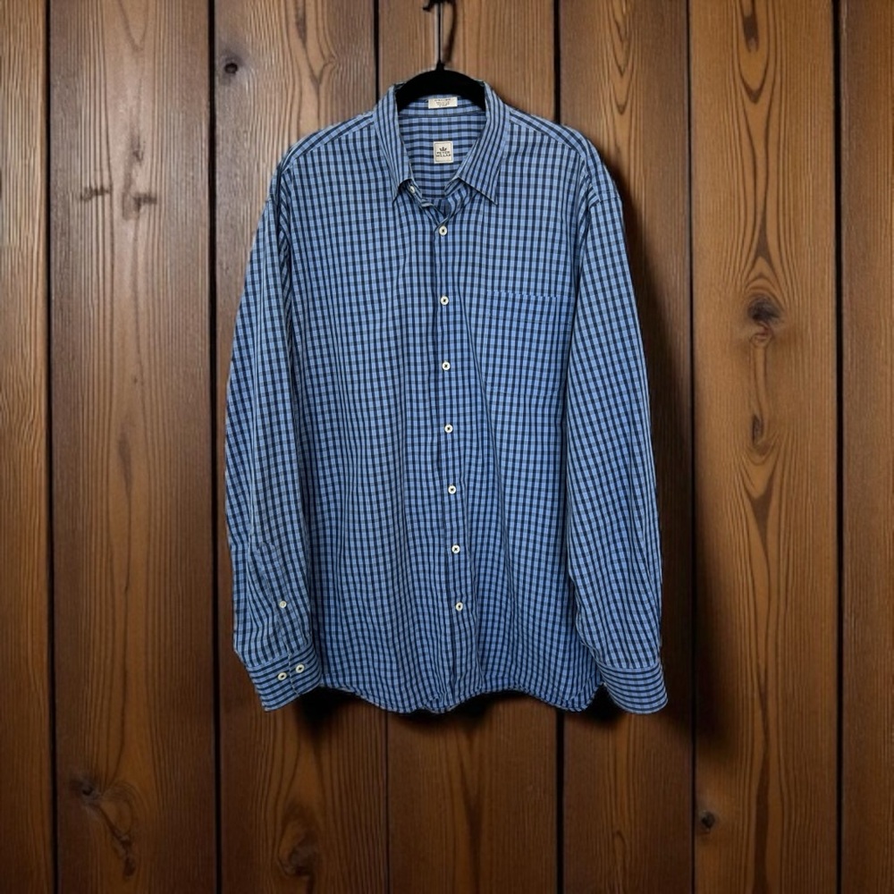 💙 EUC PETER MILLAR Blue Plaid Button Down Shirt | Men’s XL